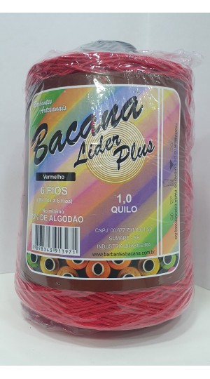 BARBANTE LIDER PLUS VERMELHO 6 FIOS 1,0KG.