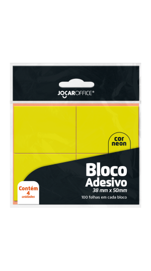 BLOCO ADESIVO AMARELO NEON 38X50MM JOCAR