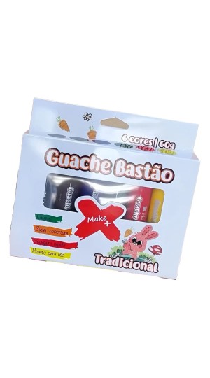 GUACHE BASTÃO C/6 CORES MAKE